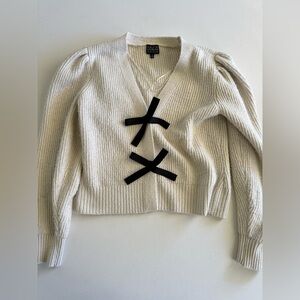✨Light Cream Knit Snap Cardigan w/ Bows 🎀✨